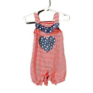 Celebrate! Patriotic. Size 6-9 months. Red, white, & blue heart, stars & stripes